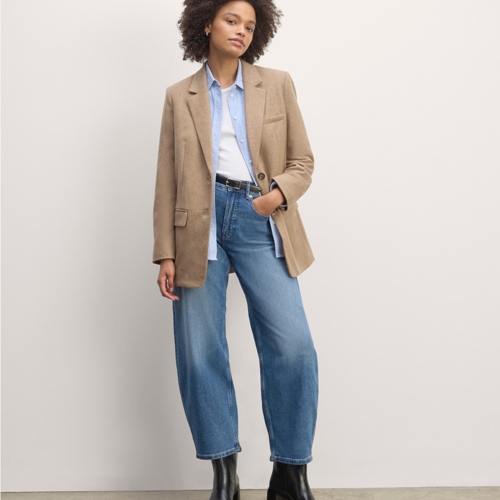 Everlane The Oversized Wool Blazer - Beige Twill - Size 4 EUC